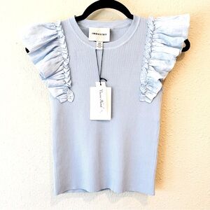 INDUSTRY Ribbed Ruffle Sleeve Tank Small NWT